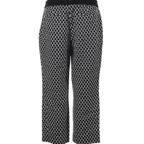 Apt. 9 Modern Fit Black White Print Pants 12 - Picture 2 of 9